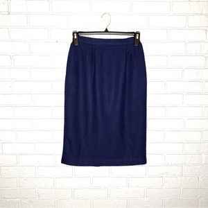 Vintage Navy Blue Business Casual Straight Skirt 70s 80s Classic